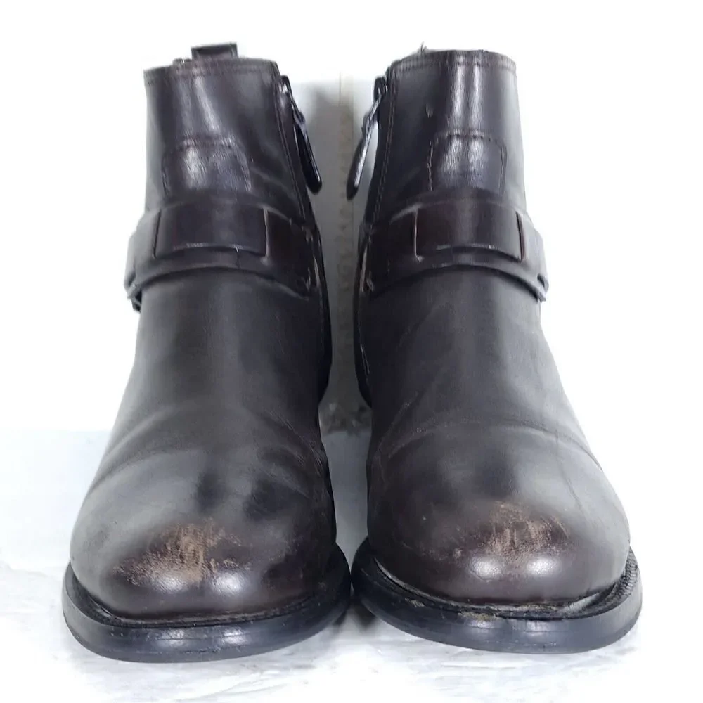 Tory Burch Women's Derby US 6M Brown Leather Flat Ankl Chelsea Bootie Boots